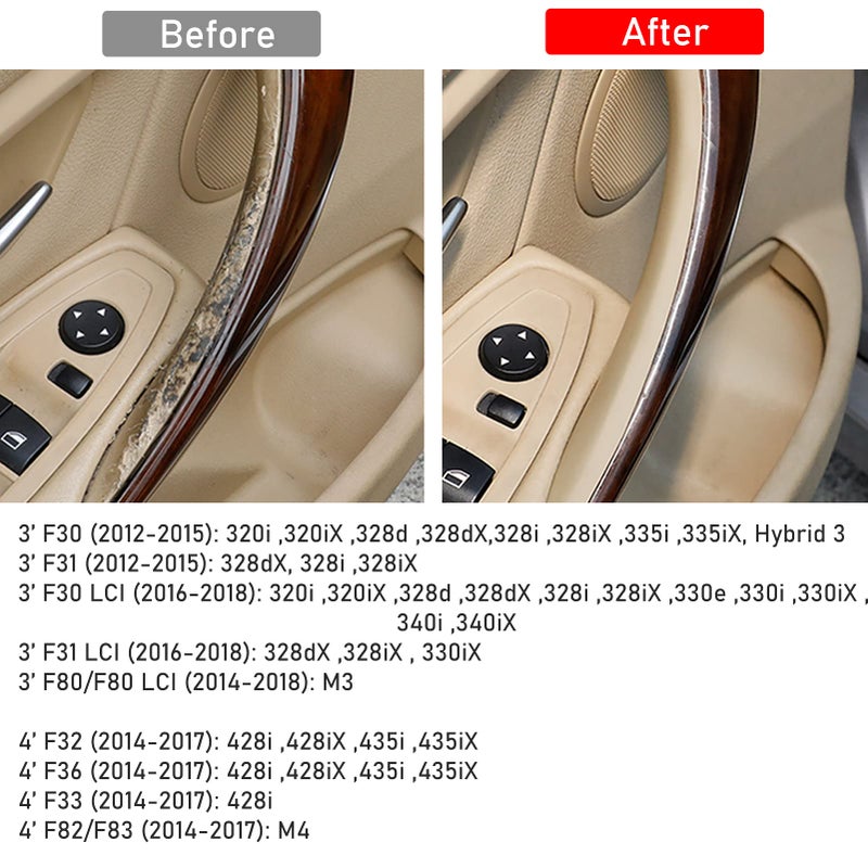 TTCR-II Compatible with BMW 3 Series F30 Door Handle Covers 4 Series, 2 Pcs Door Handle Wraps Fit BMW 325i 328i 330i 335i F30/F31 2012-2018 and BMW 428i Door Handle 435i F32/F36 2014-2017 (Beige) - Image 2
